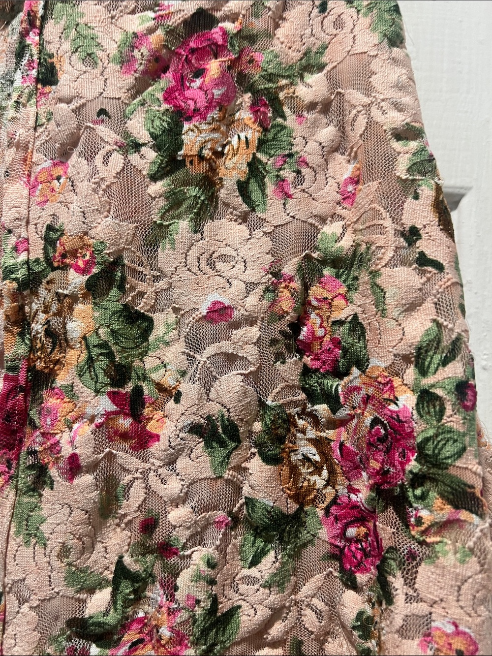 Sweet Rain Floral Lace Kimono/Duster - Pink & Green - Picture 4 of 8